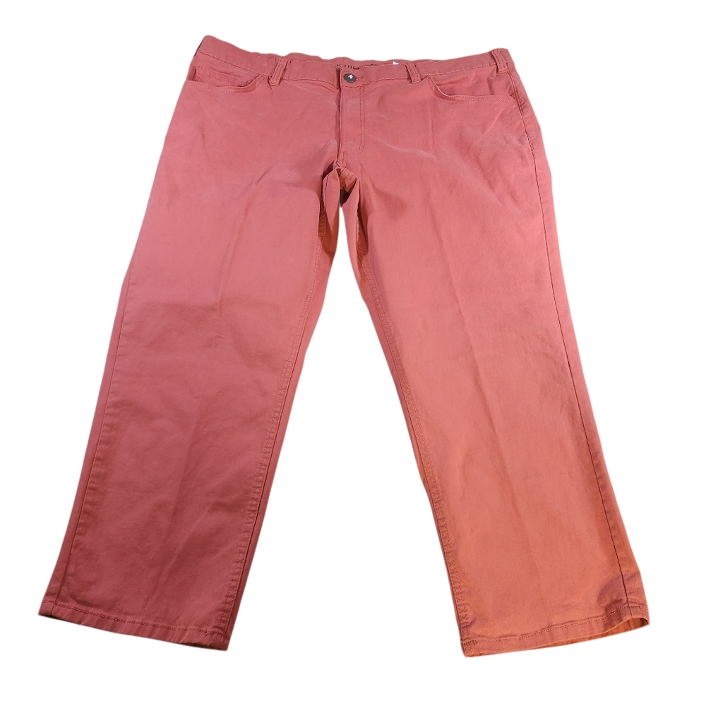 Oak Hill Mens 46x28 Golf Chino Pants Pink Salmon Straight Leg Stretch Big & Tall